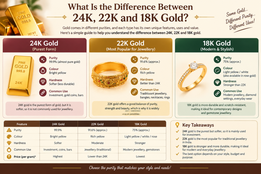 What Is the Difference Between 24K, 22K and 18K Gold?