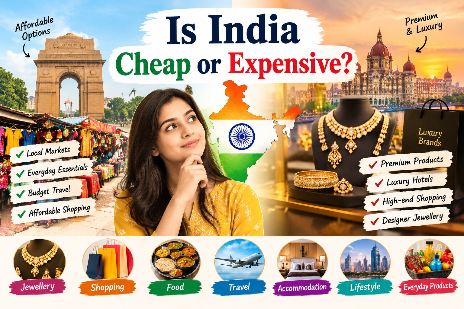 Read more about the article Is India Cheap or Expensive? A Complete Guide to Jewellery, Shopping, Gold Prices, Lifestyle Costs & Affordable Buying Options