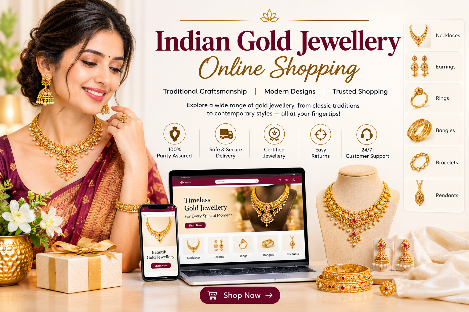 Read more about the article Indian Gold Jewellery Online Shopping: A Complete Guide to Buying Gold Jewellery Online in India Safely, Affordably and Confidently